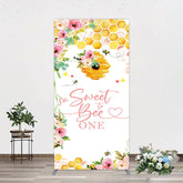 Lofaris Floral Sweet To Bee One Happy Birthday Rectangle Backdrop